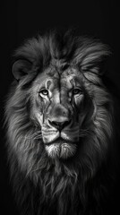 Powerful Monochrome Lion Portrait Generative AI