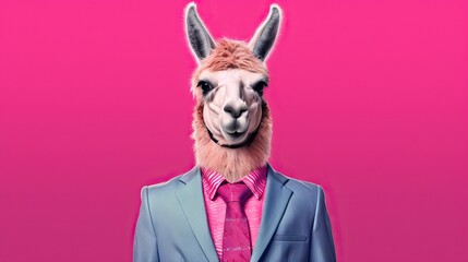 Fashionable Llama in a Stylish Business Suit Generative AI
