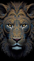 Mesmerizing Geometric Lion Face Composition Generative AI