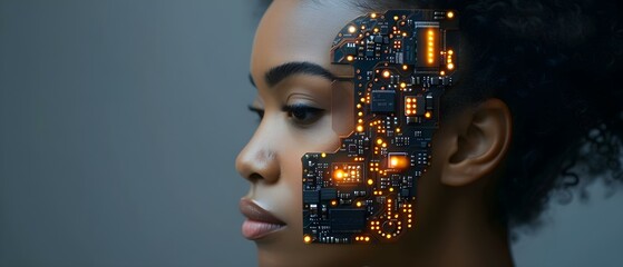 Digital Mind: The Intersection of Humanity and AI. Concept Technology, Artificial Intelligence, Human Interaction, Digital Transformation, Society - obrazy, fototapety, plakaty