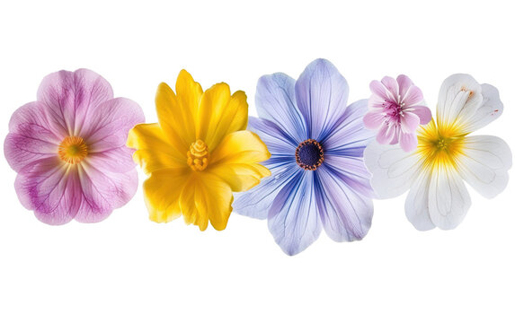 Colorful flowers on white background,png
