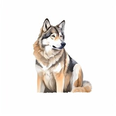 Fototapeta premium Malamute Watercolor Painting in Soft Pastel Colors Generative AI