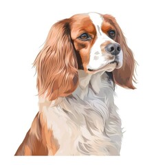 Minimalist Cavalier King Charles Spaniel Icon in Soft Pastel Colors Generative AI