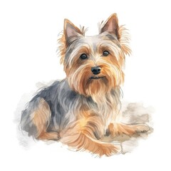 Serene Silky Terrier Watercolor Portrait Generative AI