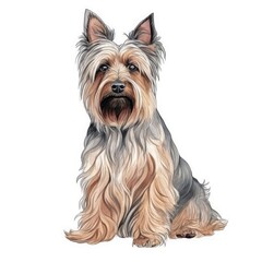 Serene Silky Terrier Watercolor Painting Generative AI