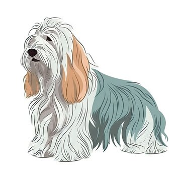 Soft and Ethereal Watercolor Portrait of a Petit Basset Griffon Vendeen Generative AI