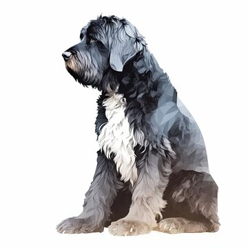 Serene Watercolor Portrait of a Portuguese Water Dog Generative AI