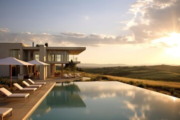 Picturesque Tuscan Villa with Sleek, Airy Design Generative AI