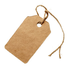 Brown kraft paper tag on white background,png
