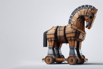 Trojan horse on a light background. Space for text.