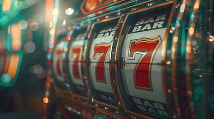 a slot machine with sevens - obrazy, fototapety, plakaty