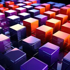 Obraz premium Vibrant Geometric Cube Landscape Generative AI