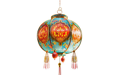 Chinese ornament traditional lantern element decor on white background,png