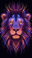 Mesmerizing Neon Lion in Dynamic Composition Generative AI