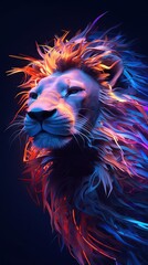 Mesmerizing Neon Lion in Dynamic Composition Generative AI