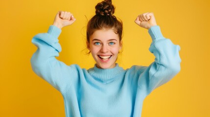 Cheerful Woman Celebrating Success