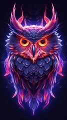 Mesmerizing Neon Owl in Dynamic Composition Generative AI