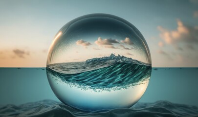 Ethereal Dreamscape Reflection in Glass Ball Generative AI