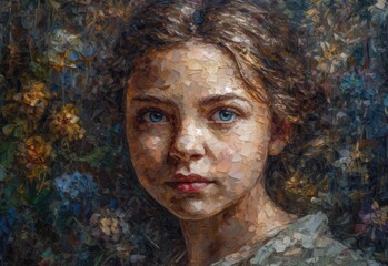Impressionist Oil Painting Portrait with Textural Details Generative AI