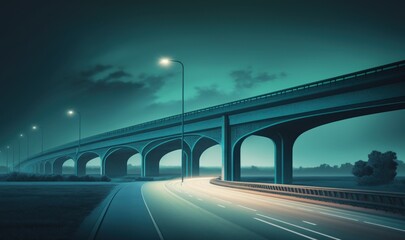 Glowing Overpass at Dusk: Ethereal, Dreamy Landscape Generative AI