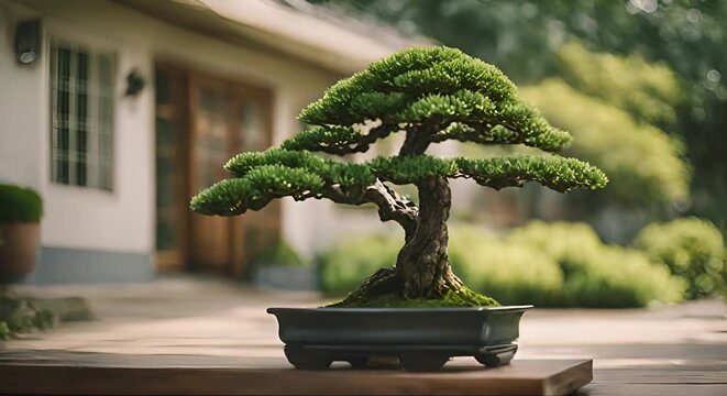 Bonsai in the garden.