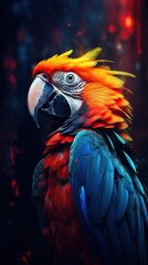Vibrant Parrot Portrait in Collage-Inspired Style Generative AI