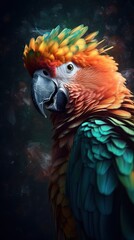 Captivating Double Exposure Parrot on Dark Background Generative AI