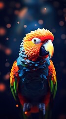 Obraz premium Vibrant Parrot in Low Polygon Art Style Generative AI