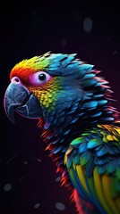 Fototapeta premium Vibrant Glitch-Inspired Parrot on Dark Background Generative AI