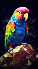 Obraz premium Vibrant Parrot in Low Polygon Art Generative AI