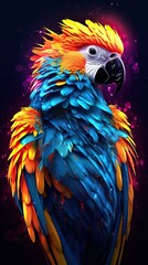 Vibrant Parrot in Neon-Inspired Artwork Generative AI