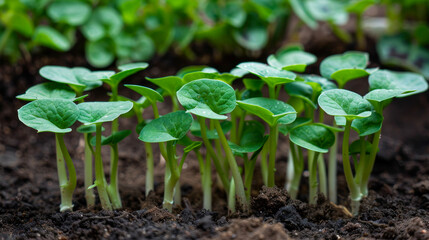 Young plants germinated from seeds on quality soil