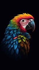 Obraz premium Vibrant Pixel Parrot Portrait Generative AI