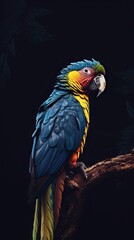 Obraz premium Stunning Silhouetted Parrot on Dark Background Generative AI