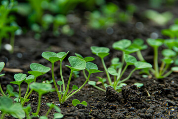 Young plants germinated from seeds on quality soil