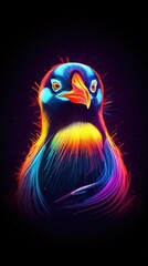 Fototapeta premium Vibrant Penguin Silhouette on Moody Dark Background Generative AI
