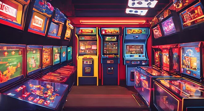 Pixel art of some arcade machines.