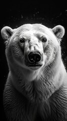 Monochrome Polar Bear Portrait in Striking Contrast Generative AI