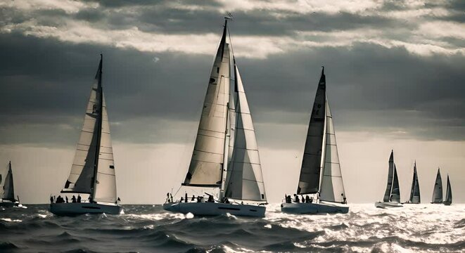 Sailing boat race at sea.
