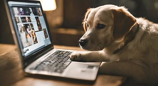 Dog with a laptop.