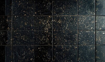 sleek black granite tiles top view background