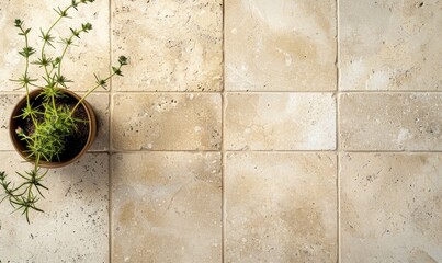 floor of smooth travertine tiles in soft beige tones