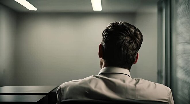 Detective in an interrogation room.