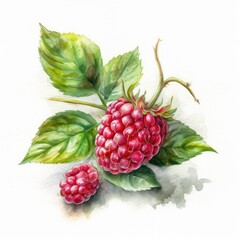 Vibrant Raspberry Watercolor Artwork Generative AI
