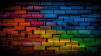 Vibrant Brick Wall with Cinematic Rainbow Composition Generative AI