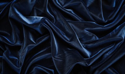 Obraz premium closeup view of background draped with sumptuous velvet fabric in luxurious navy blue, abstract background