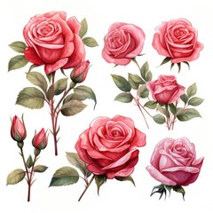 Vibrant Watercolor Roses: A Floral Art Collection Generative AI
