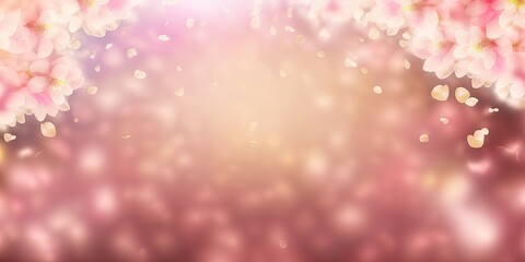 Delicate Cherry Blossom Petals on Soft Pink Background Generative AI