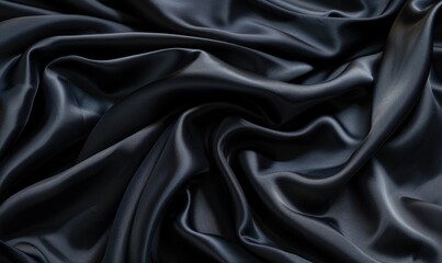 Fototapeta premium abstract background covered in rich satin material in elegant midnight black