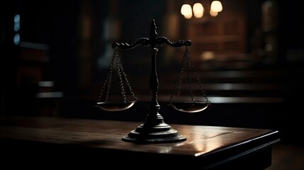 Scales of Justice in a Dimly Lit Courtroom Generative AI